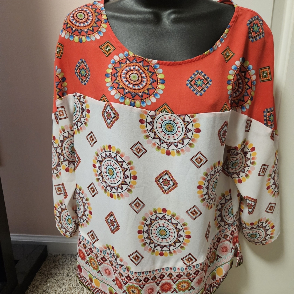 New York & Company Colorful Geometric Blouse